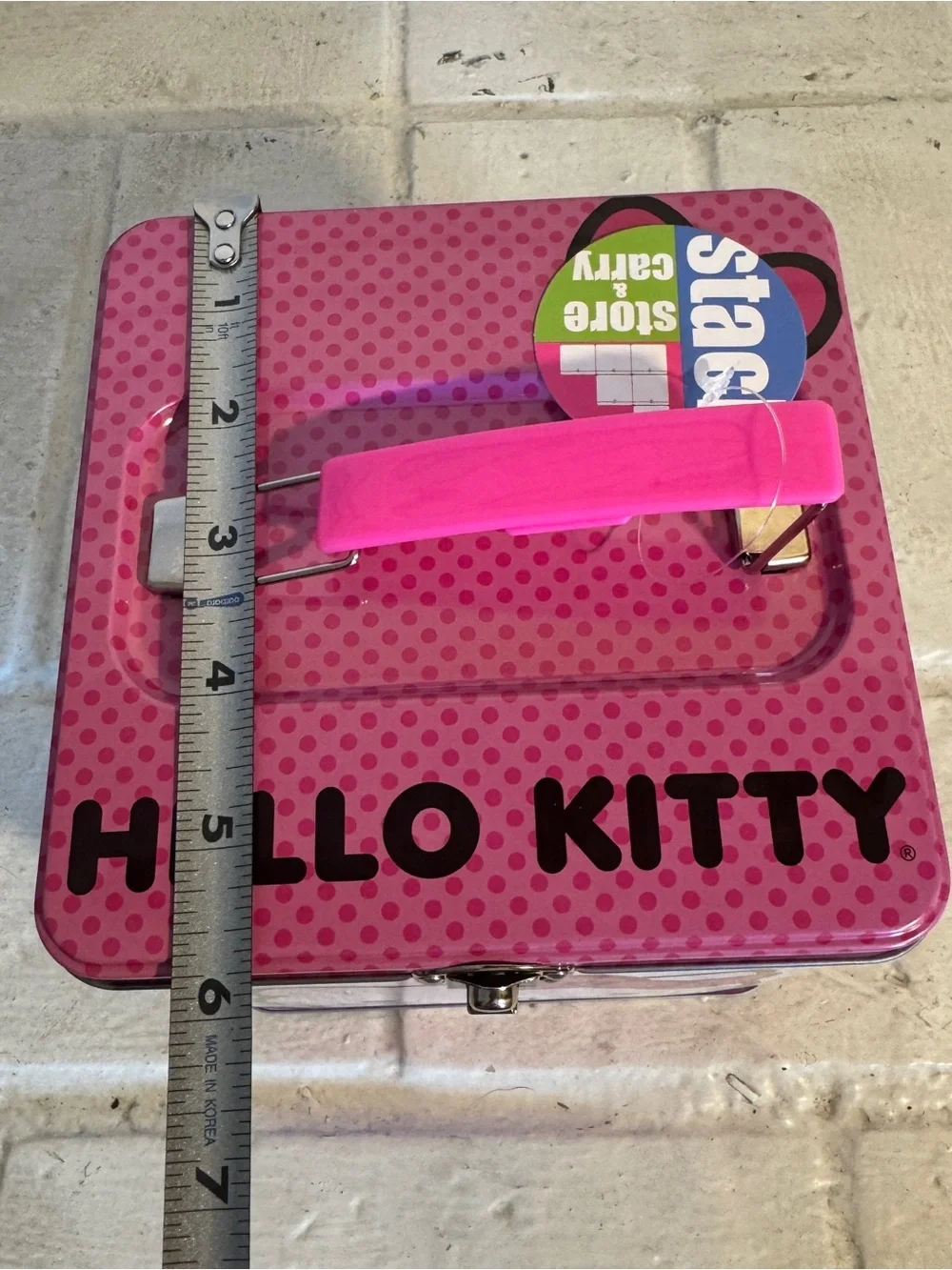 Hello Kitty Smile Sunshine Stack Store & Carry Tin Box Cube Sanrio 2024, 1 dent
